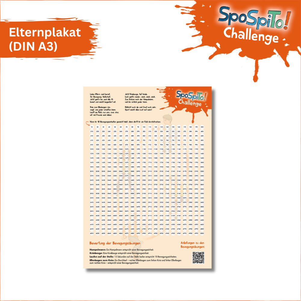 Elternplakat DIN A3 "Projekt SpoSpiTo-Bewegungs-Challenge"