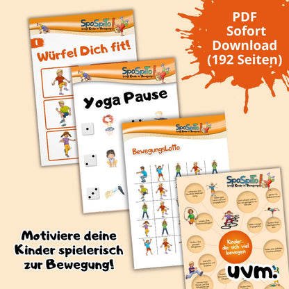 Bewegungsideen für Kinder | Yoga Pause | BewegungsLotto | Fitness-Challenge uvm. | Digitaler Download (192 Seiten)