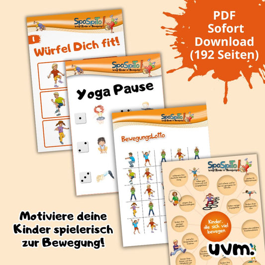 Bewegungsideen für Kinder | Yoga Pause | BewegungsLotto | Fitness-Challenge uvm. | Digitaler Download (192 Seiten)